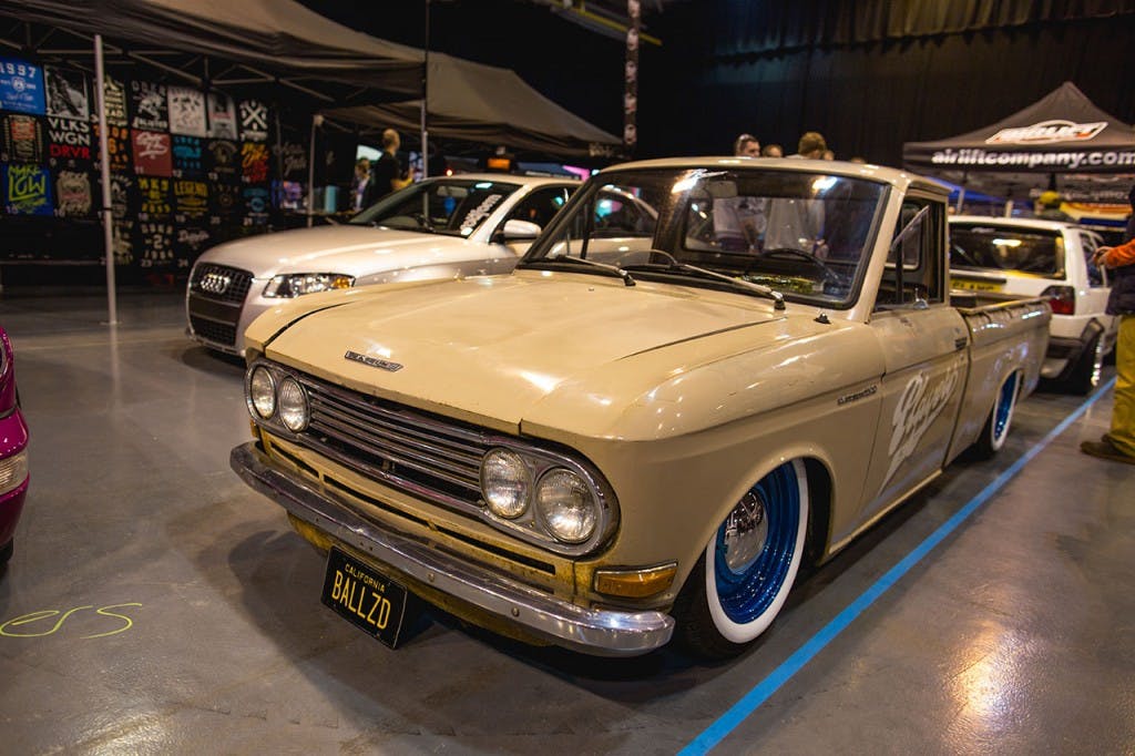 Player's 1966 Datsun 520 on Air Lift Performance air suspension
