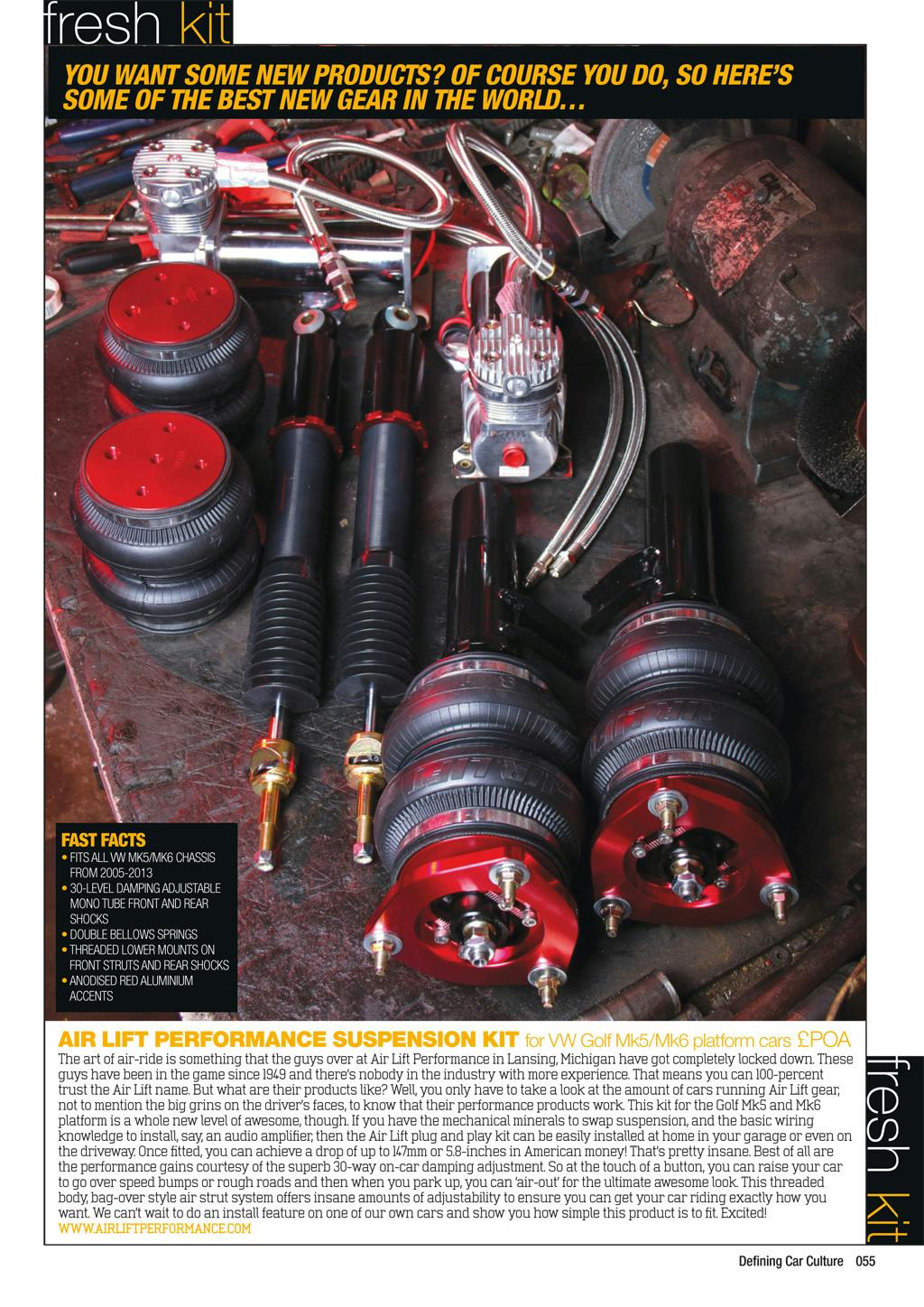 VW Mk5/Mk6 Threaded Body Performance Kit in Fast Car magazine